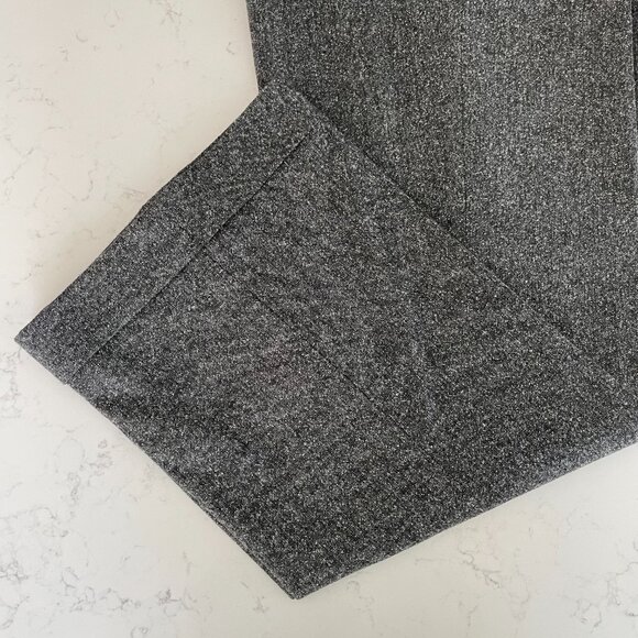 Tory Burch Tweed Virgin Wool Blend Cuffed Lined Pants Ribbon Detail Grey Blk M - Picture 3 of 13